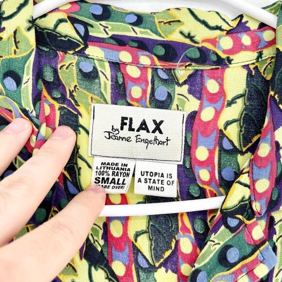 Flax 100% Rayon Multi Geometric Button Up Mini Dress Size Small - Picture 2 of 4